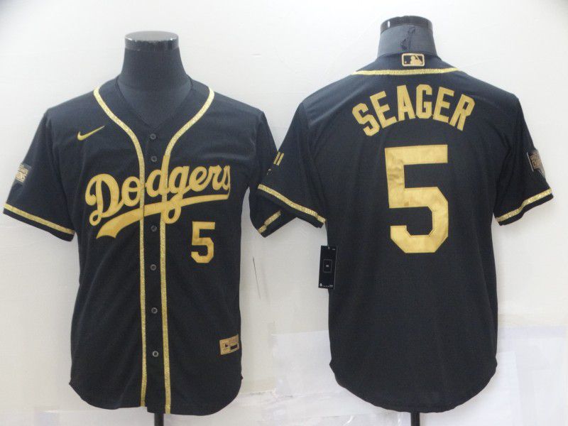 Men Los Angeles Dodgers 5 Seager Black Game Nike MLB Jerseys